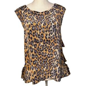 Tracy Reese 100% Silk Animal Print Blouse Top Sz S Sleeveless Mob Wife Career EC